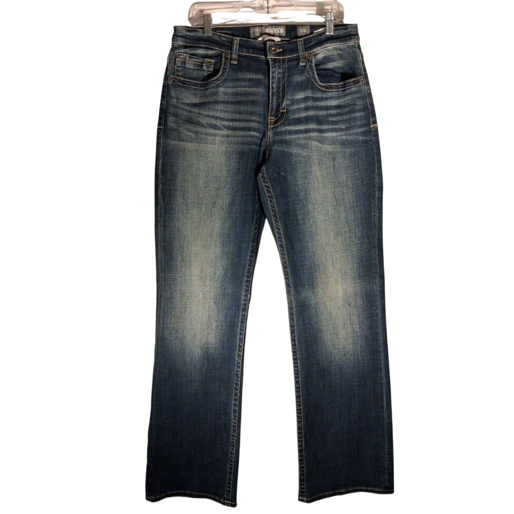 BKE Buckle Tyler jeans mens 33L 33x34 Bootleg boot cut ABP43110 blue denim NWOT